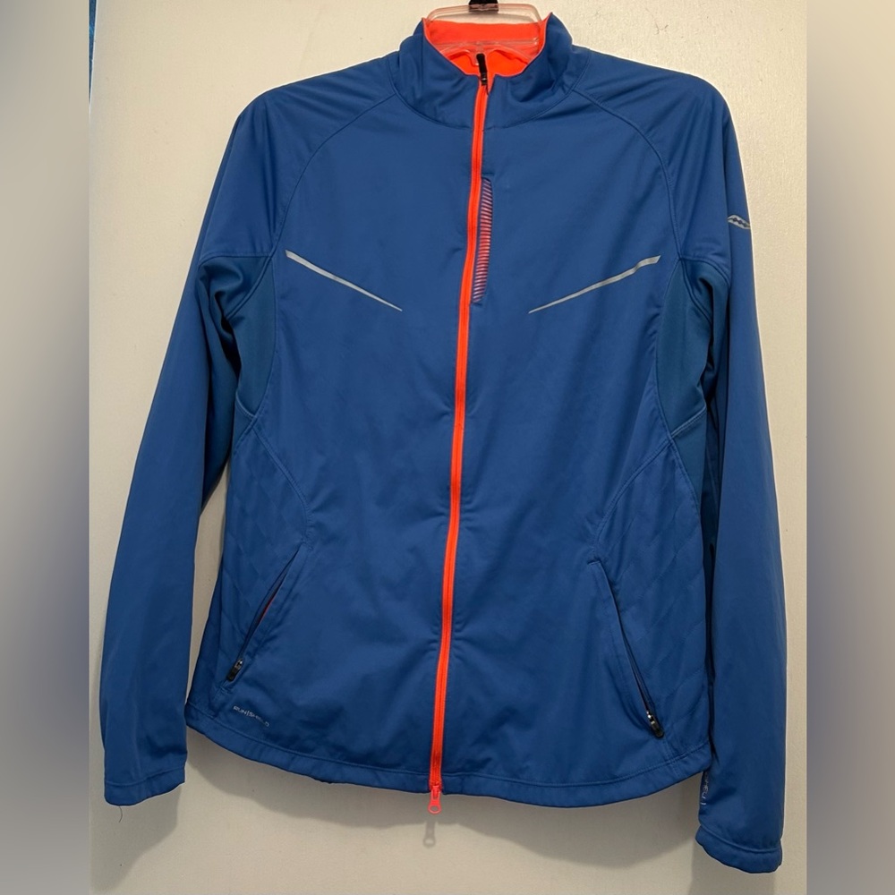 Saucony Women’s Blue Performance Jacket with Orange Accents
